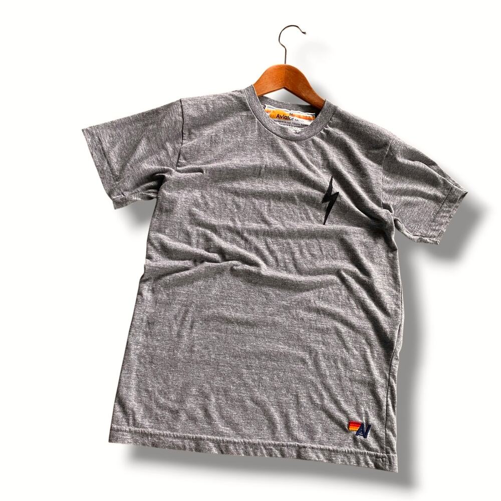 Aviator Nation Bolt T Shirt Unisex Sz M Heather Grey Crew Neck Short Sleeve USA